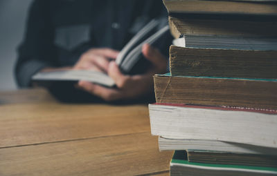 Close-up of books on table