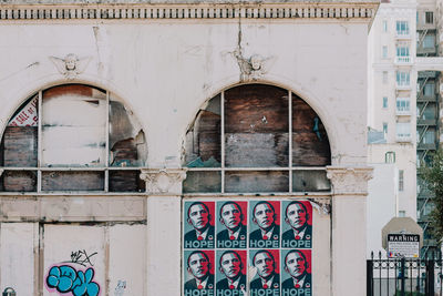 Graffiti on wall of old building