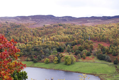 Scenic view of mountains against sky during autumn