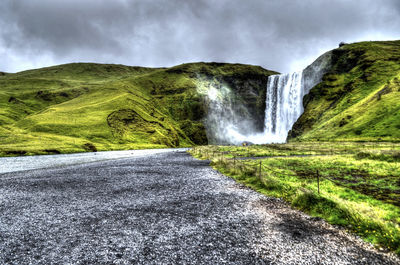 Scenic view of waterfall