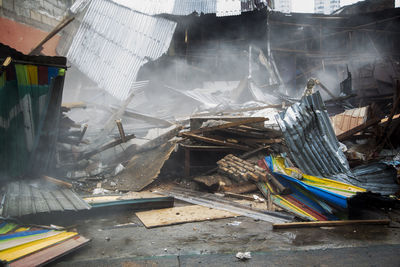 Slum houses being demolished for urban renewal