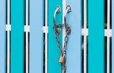 Full frame shot of blue metal door