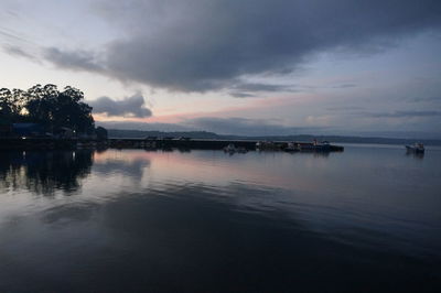 Scenic view of sea against sky at sunset