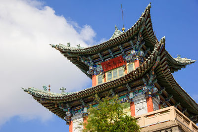 Low angle view of traditional building against sky