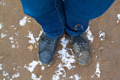 Low section of man standing on ground