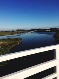 View of river against blue sky