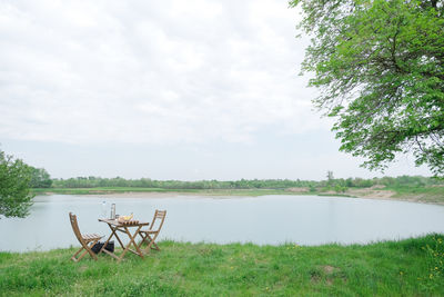 Scenic view of lake against sky