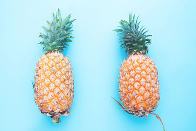 Close-up of orange against blue background