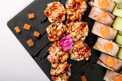 High angle view of food on floor