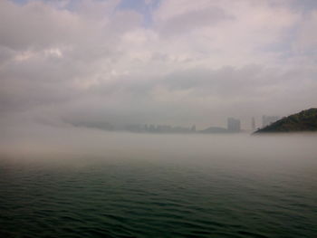 Scenic view of sea against cloudy sky