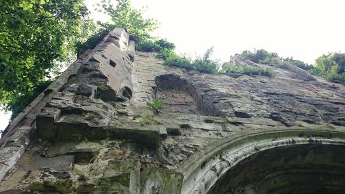 Low angle view of old ruin building