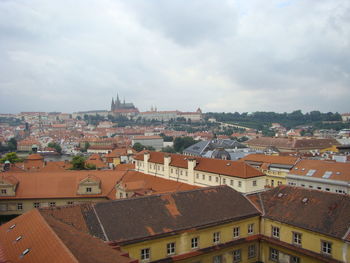 High angle view of townscape against sky