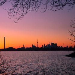 View of city at sunset