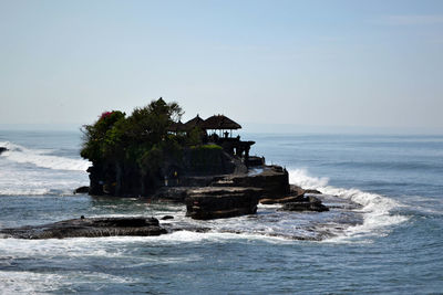 Scenic view of sea against clear sky