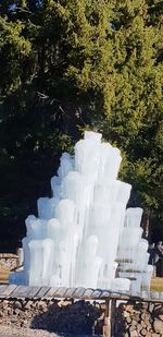 View of stone wall in park