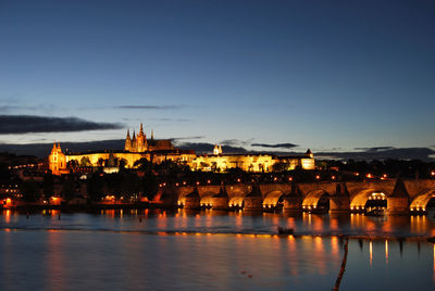 Illuminated buildings at waterfront