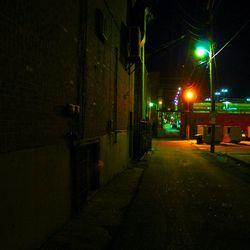 Illuminated street lights at night