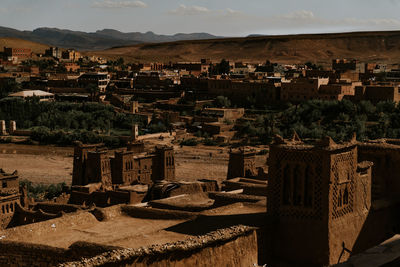 High angle view of townscape against sky