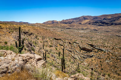 Scenic view of mountains against clear sky