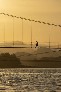 Low angle view of suspension bridge