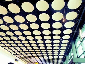 Low angle view of illuminated ceiling