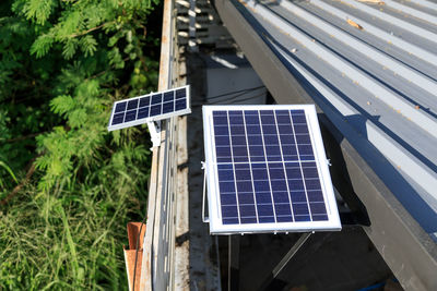 Low angle view of solar panels