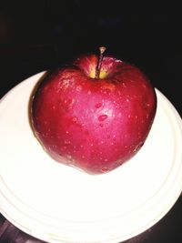 High angle view of apple on table