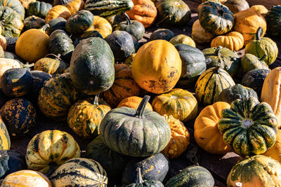 Full frame shot of pumpkins at market