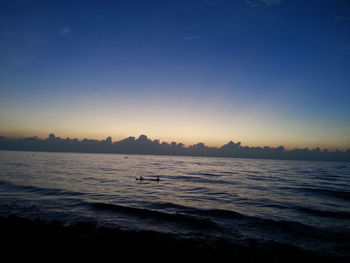 Scenic view of calm sea at sunset