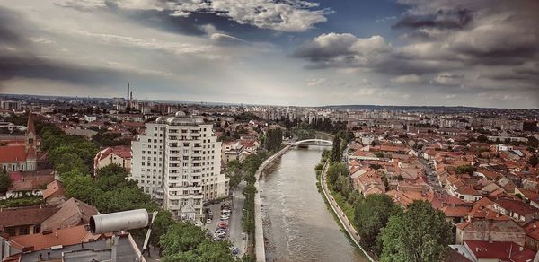 High angle view of townscape against sky