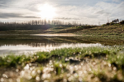 Surface level of land against sky