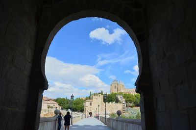 Arch bridge against clear sky