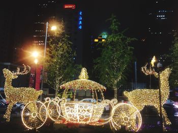 Illuminated city at night