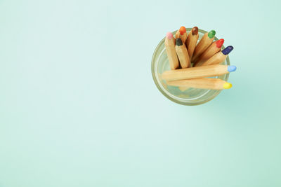 High angle view of food on white background