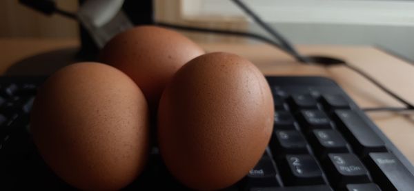 Eggs on the keyboard in the morning