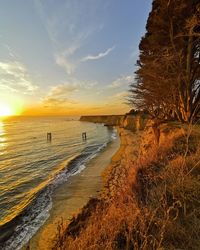 Scenic view of sea against sky during sunset