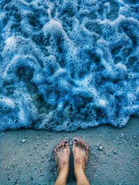 Low section of woman standing on beach