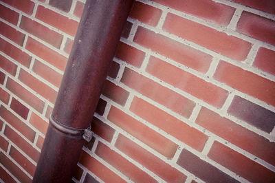 Close-up of pipe on brick wall