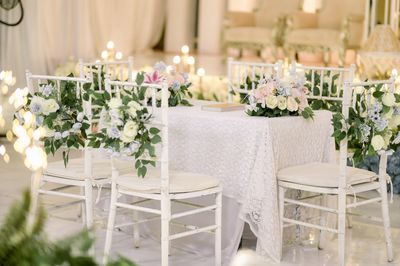 Wedding table decorated with flowers