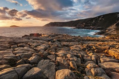 Scenic view of sea against sky during sunset