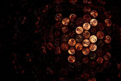 Close-up of coins on table