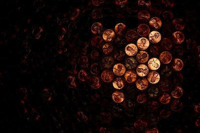 Close-up of coins on table