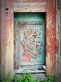 Close-up of weathered door