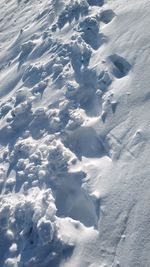 High angle view of snow covered land