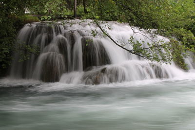 View of waterfall in forest