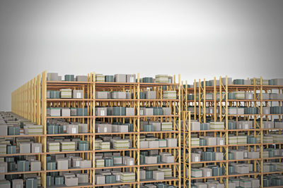 Stack of buildings in city against sky