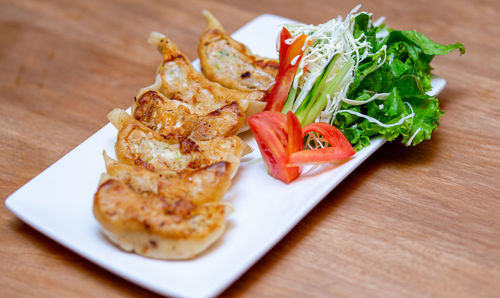 Close-up of food in plate on table