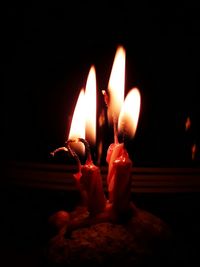 Close-up of illuminated candles