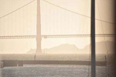 Suspension bridge over river