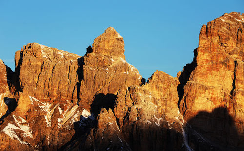 Panoramic view of rock formation against clear sky